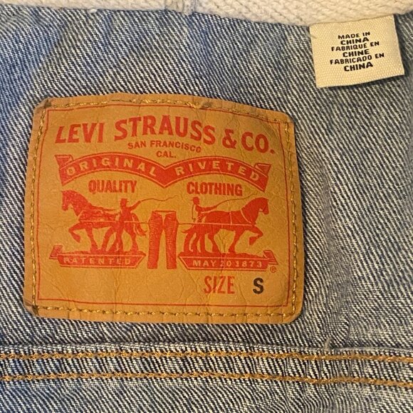 Levi's Hybrid Trucker Jean Jacket Hoodie Combo Gray Blue S #274F - Picture 10 of 13